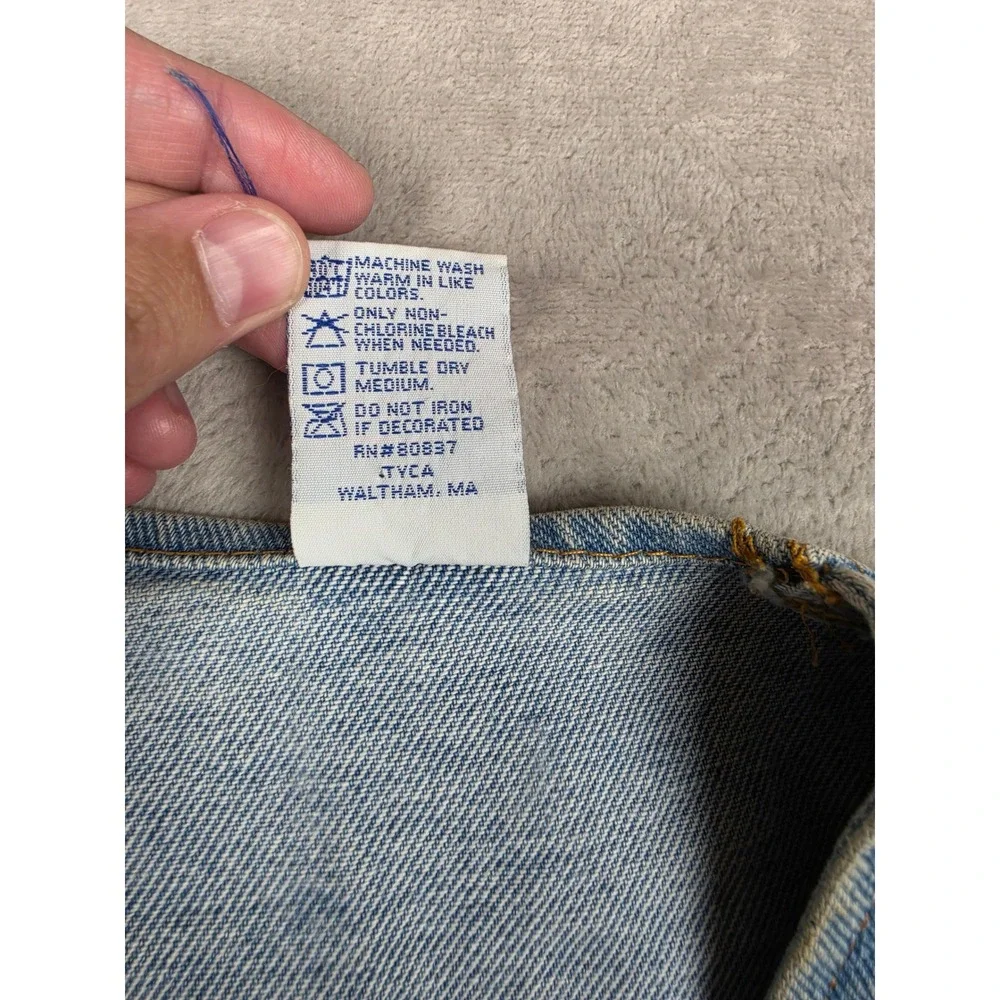 Vintage Tyca Denim Vest Mens S Blue Made in USA V-Neck Snap Front *Short